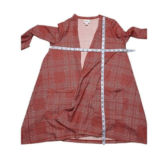LuLaRoe Caroline Cardigan Red White Check Plaid Soft Pockets Small NEW - Picture 6 of 6